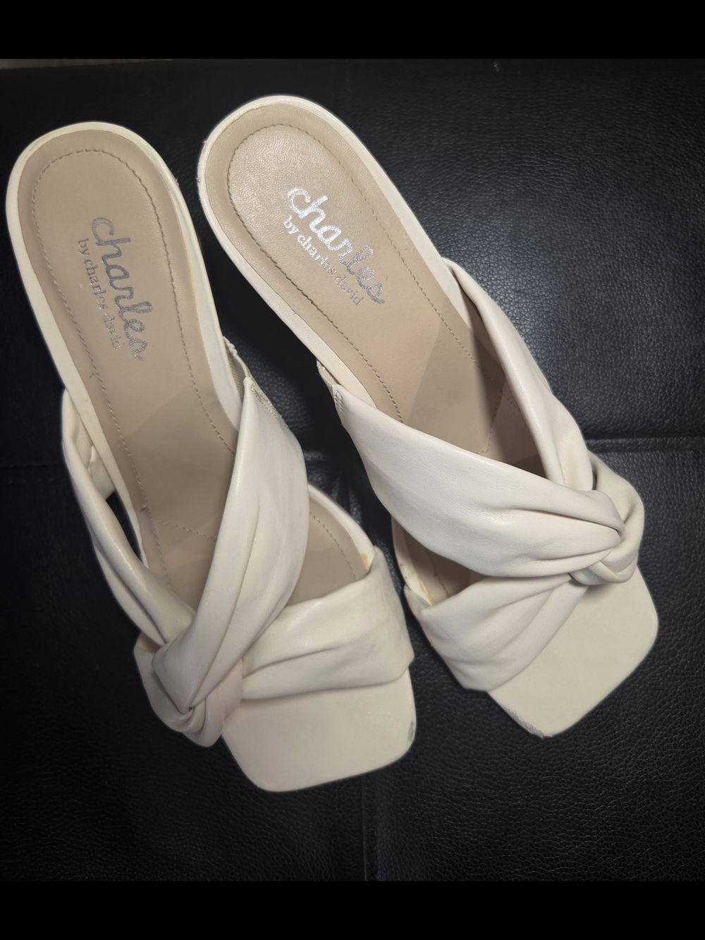 Charles by Charles David Women's Cream Knotted Slide Sandals Size 8.5